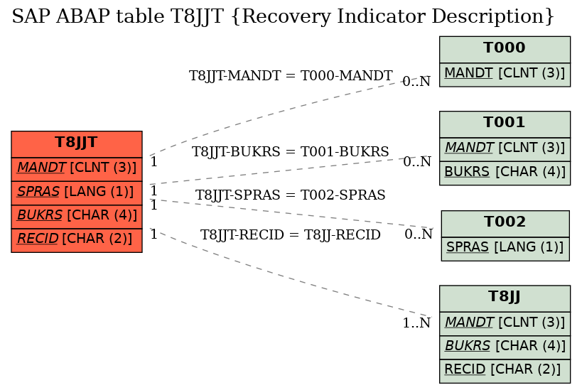 E-R Diagram for table T8JJT (Recovery Indicator Description)