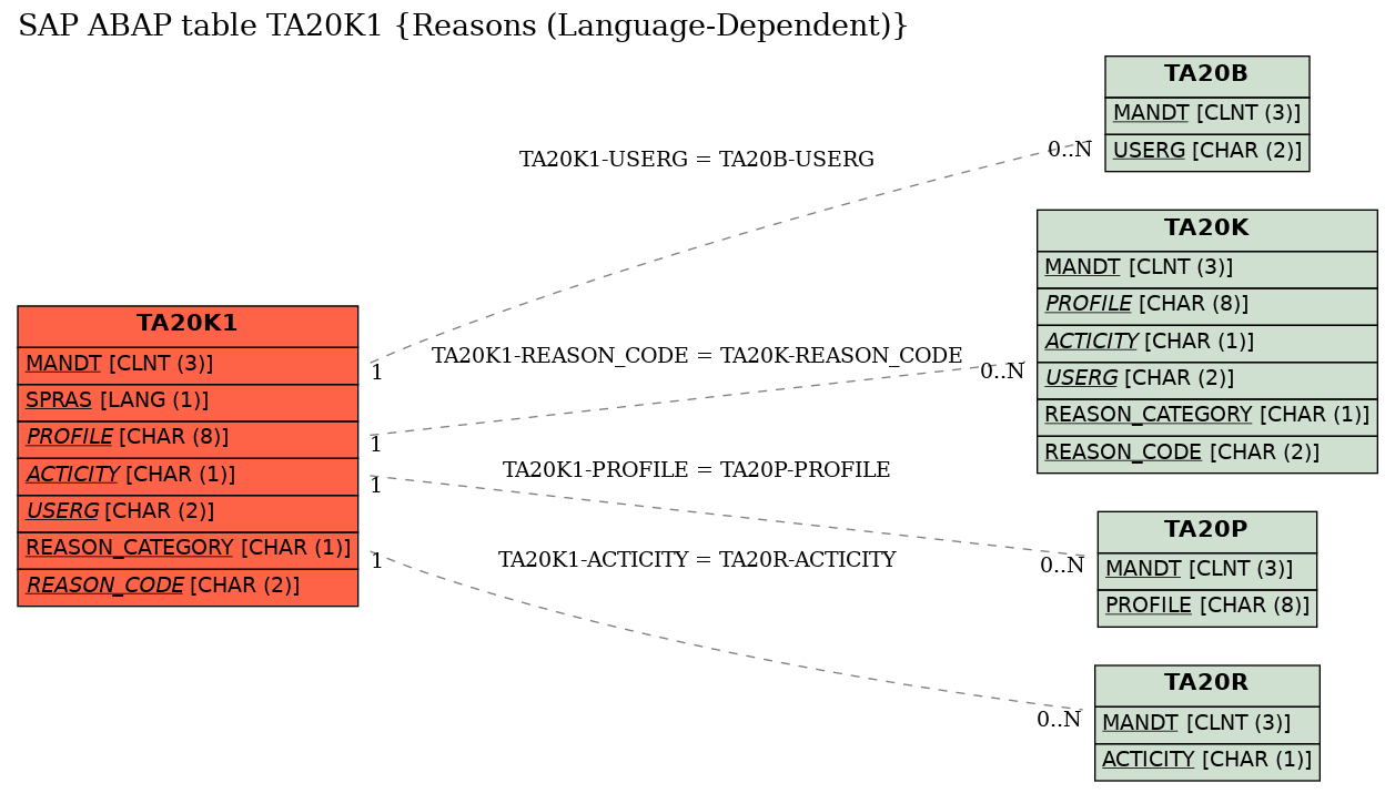 E-R Diagram for table TA20K1 (Reasons (Language-Dependent))