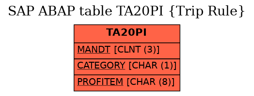 E-R Diagram for table TA20PI (Trip Rule)