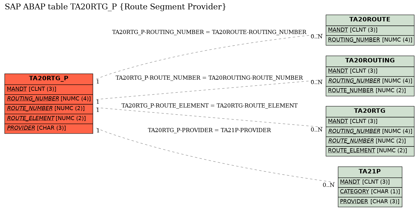 E-R Diagram for table TA20RTG_P (Route Segment Provider)