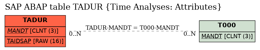 E-R Diagram for table TADUR (Time Analyses: Attributes)