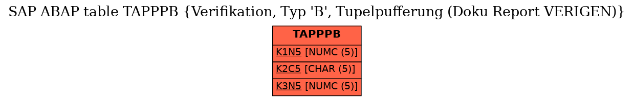 E-R Diagram for table TAPPPB (Verifikation, Typ 'B', Tupelpufferung (Doku Report VERIGEN))