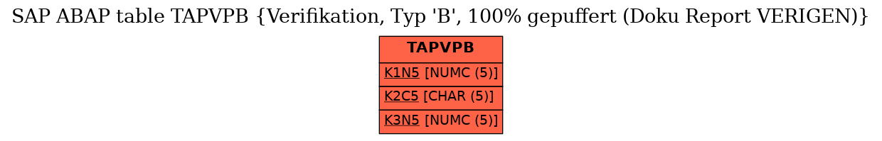 E-R Diagram for table TAPVPB (Verifikation, Typ 'B', 100% gepuffert (Doku Report VERIGEN))