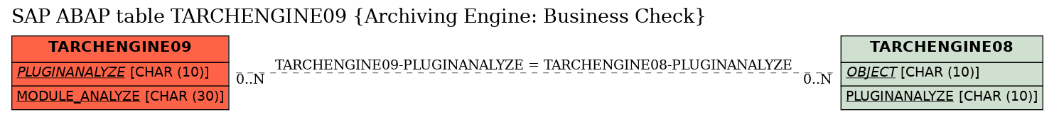 E-R Diagram for table TARCHENGINE09 (Archiving Engine: Business Check)