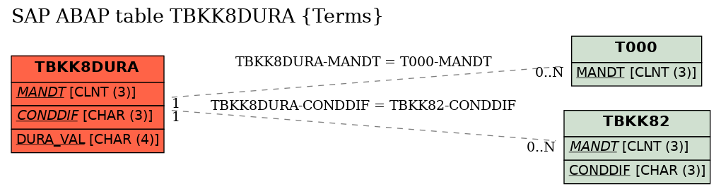 E-R Diagram for table TBKK8DURA (Terms)