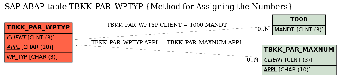 E-R Diagram for table TBKK_PAR_WPTYP (Method for Assigning the Numbers)