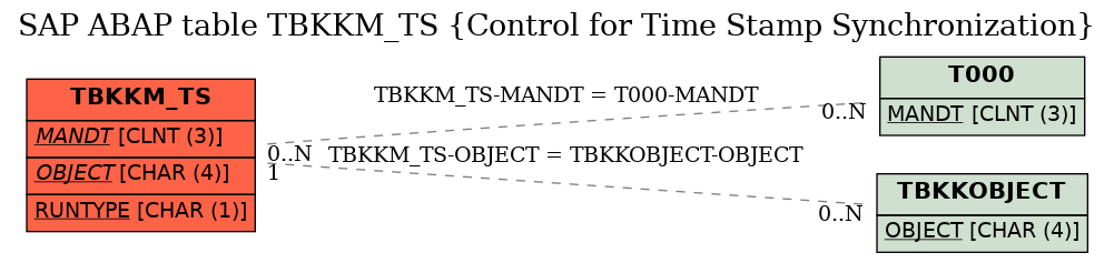 E-R Diagram for table TBKKM_TS (Control for Time Stamp Synchronization)