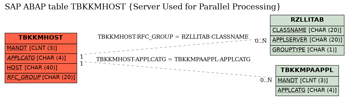 E-R Diagram for table TBKKMHOST (Server Used for Parallel Processing)