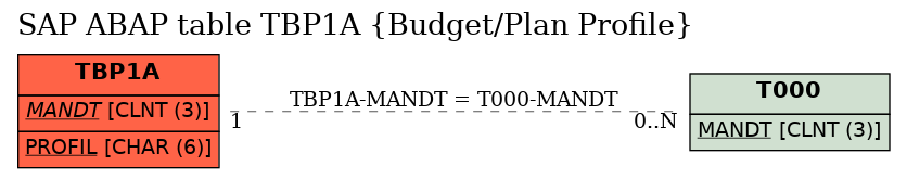 E-R Diagram for table TBP1A (Budget/Plan Profile)