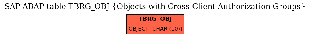 E-R Diagram for table TBRG_OBJ (Objects with Cross-Client Authorization Groups)