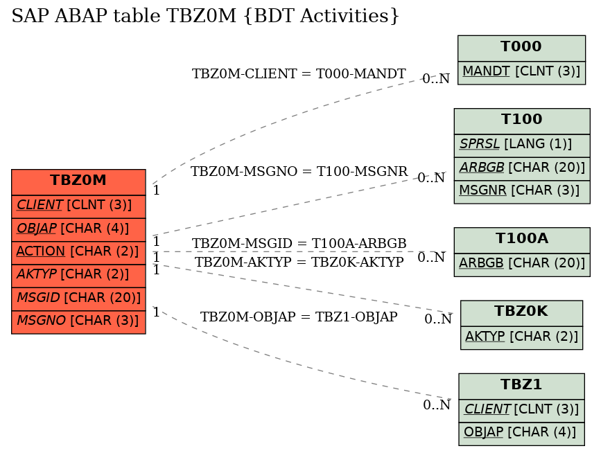 E-R Diagram for table TBZ0M (BDT Activities)