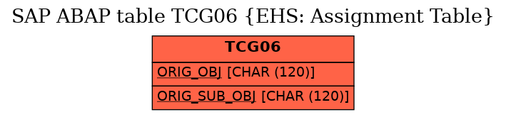 E-R Diagram for table TCG06 (EHS: Assignment Table)