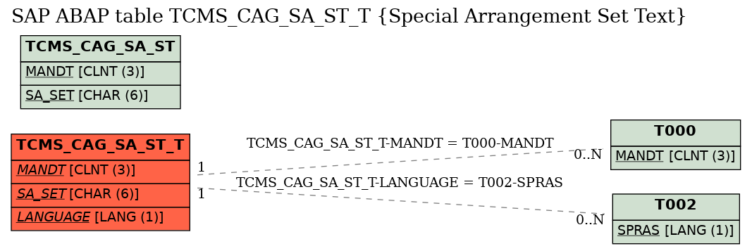 E-R Diagram for table TCMS_CAG_SA_ST_T (Special Arrangement Set Text)