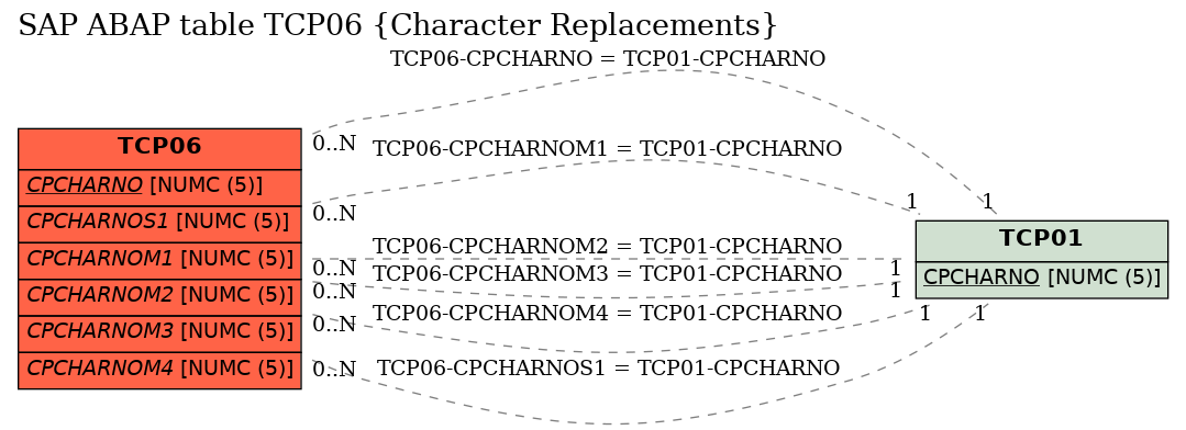 E-R Diagram for table TCP06 (Character Replacements)