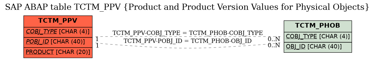 E-R Diagram for table TCTM_PPV (Product and Product Version Values for Physical Objects)