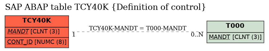 E-R Diagram for table TCY40K (Definition of control)