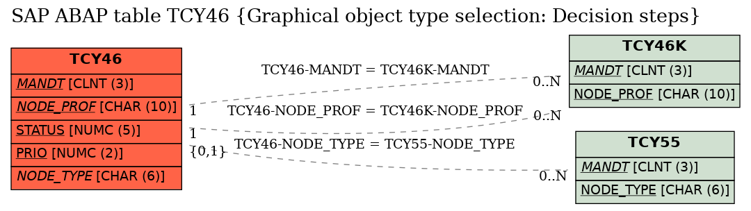 E-R Diagram for table TCY46 (Graphical object type selection: Decision steps)