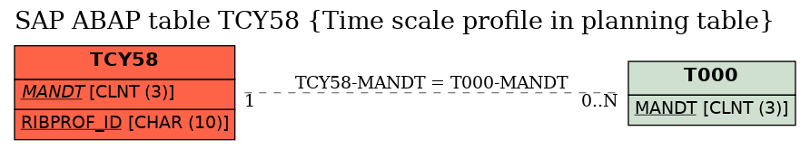 E-R Diagram for table TCY58 (Time scale profile in planning table)