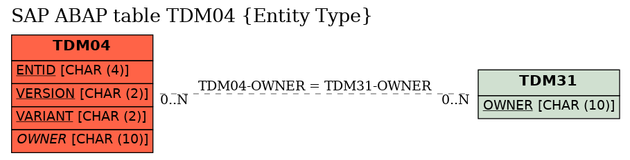 E-R Diagram for table TDM04 (Entity Type)