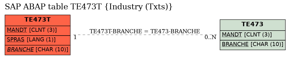 E-R Diagram for table TE473T (Industry (Txts))