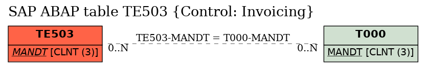 E-R Diagram for table TE503 (Control: Invoicing)