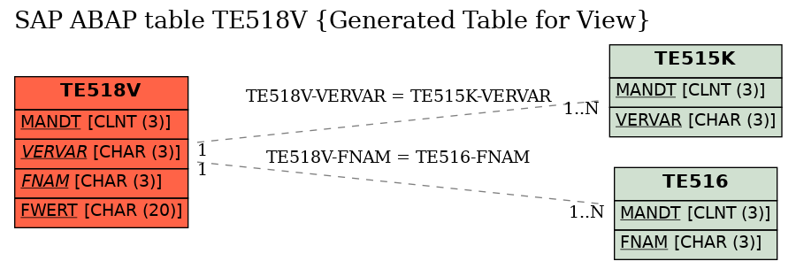 E-R Diagram for table TE518V (Generated Table for View)