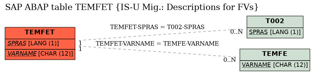 E-R Diagram for table TEMFET (IS-U Mig.: Descriptions for FVs)