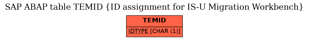 E-R Diagram for table TEMID (ID assignment for IS-U Migration Workbench)