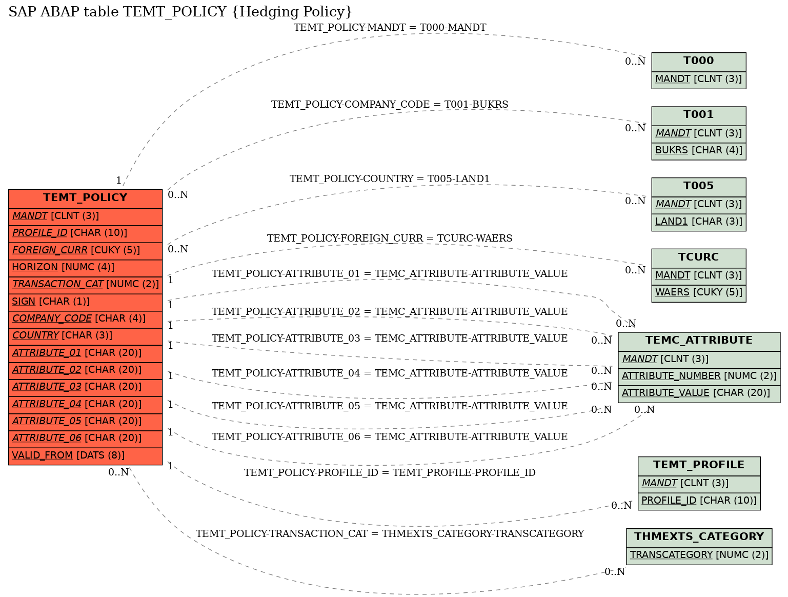 E-R Diagram for table TEMT_POLICY (Hedging Policy)