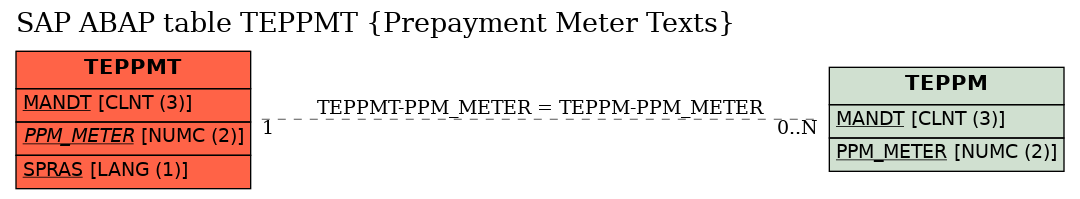 E-R Diagram for table TEPPMT (Prepayment Meter Texts)