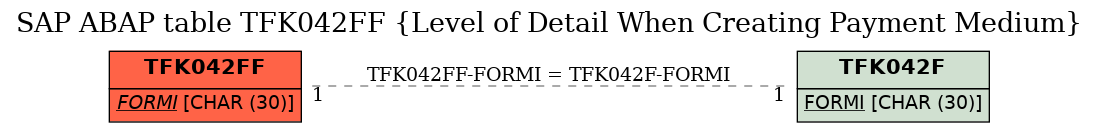 E-R Diagram for table TFK042FF (Level of Detail When Creating Payment Medium)