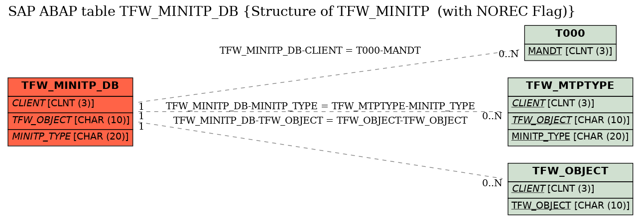 E-R Diagram for table TFW_MINITP_DB (Structure of TFW_MINITP  (with NOREC Flag))