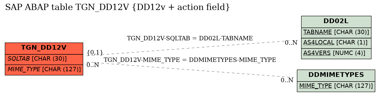 E-R Diagram for table TGN_DD12V (DD12v + action field)