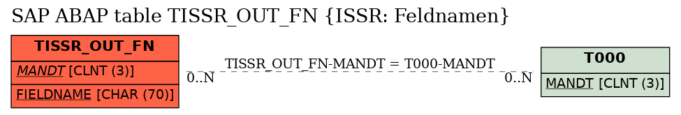 E-R Diagram for table TISSR_OUT_FN (ISSR: Feldnamen)