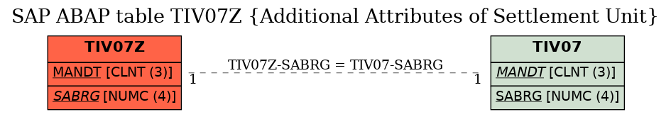 E-R Diagram for table TIV07Z (Additional Attributes of Settlement Unit)