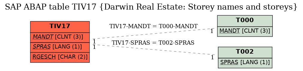 E-R Diagram for table TIV17 (Darwin Real Estate: Storey names and storeys)