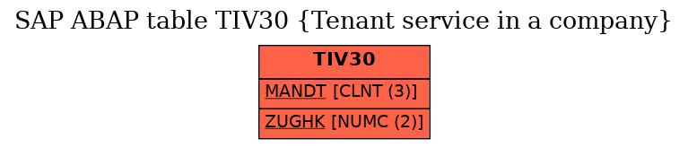 E-R Diagram for table TIV30 (Tenant service in a company)