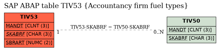 E-R Diagram for table TIV53 (Accountancy firm fuel types)