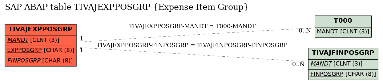 E-R Diagram for table TIVAJEXPPOSGRP (Expense Item Group)