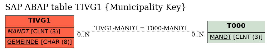 E-R Diagram for table TIVG1 (Municipality Key)