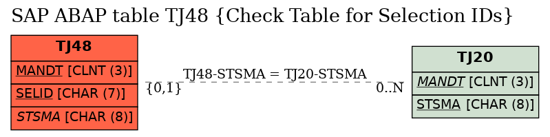 E-R Diagram for table TJ48 (Check Table for Selection IDs)