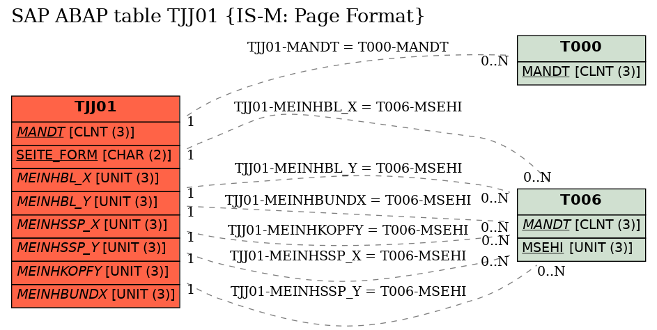 E-R Diagram for table TJJ01 (IS-M: Page Format)