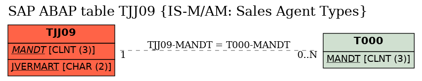 E-R Diagram for table TJJ09 (IS-M/AM: Sales Agent Types)