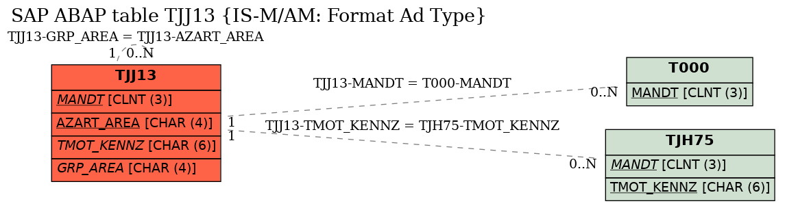 E-R Diagram for table TJJ13 (IS-M/AM: Format Ad Type)