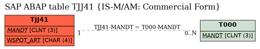 E-R Diagram for table TJJ41 (IS-M/AM: Commercial Form)