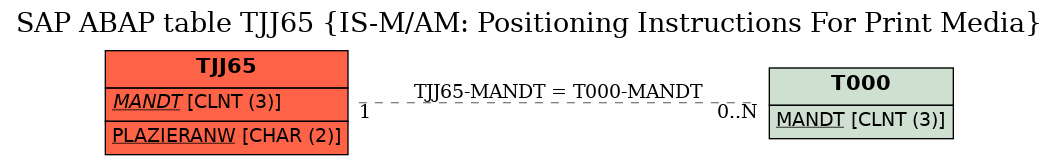 E-R Diagram for table TJJ65 (IS-M/AM: Positioning Instructions For Print Media)