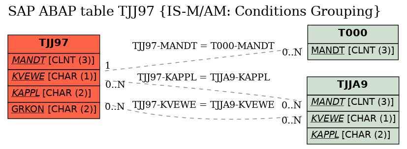 E-R Diagram for table TJJ97 (IS-M/AM: Conditions Grouping)