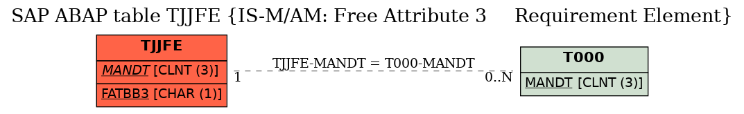 E-R Diagram for table TJJFE (IS-M/AM: Free Attribute 3     Requirement Element)