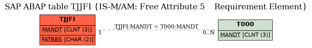 E-R Diagram for table TJJFI (IS-M/AM: Free Attribute 5    Requirement Element)