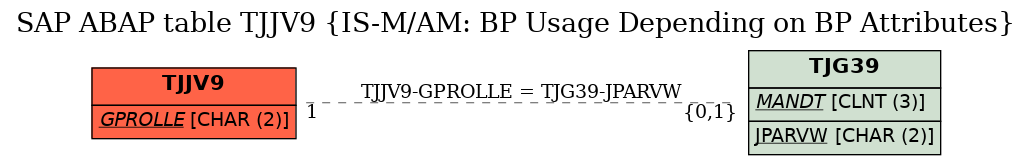 E-R Diagram for table TJJV9 (IS-M/AM: BP Usage Depending on BP Attributes)